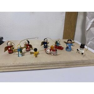 Mini Wooden Ornaments (10 Total) Handpainted